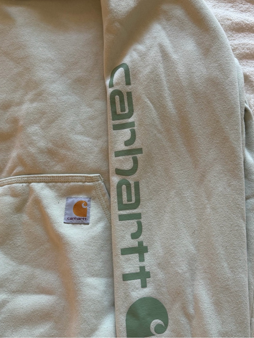 Carhartt Light Mint Pullover Hoodie with Sleeve Logo - Picture 4 of 7